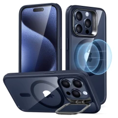 Husa pentru iPhone 15 Pro Max - ESR Classic Hybrid HaloLock Kickstand - Clear Dark Blue Albastru