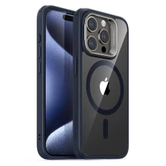 Husa pentru iPhone 15 Pro Max - ESR Classic Hybrid HaloLock Kickstand - Clear Dark Blue Albastru