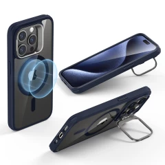 Husa pentru iPhone 15 Pro Max - ESR Classic Hybrid HaloLock Kickstand - Clear Dark Blue Albastru