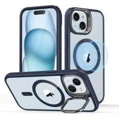 Husa pentru iPhone 15 Plus - ESR Classic Hybrid HaloLock Kickstand - Clear Dark Blue Albastru