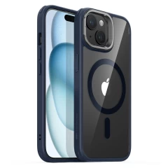 Husa pentru iPhone 15 Plus - ESR Classic Hybrid HaloLock Kickstand - Clear Dark Blue Albastru