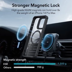 Husa pentru iPhone 14 Pro Max + Folie - ESR Shock Armor Kickstand HaloLock - Clear Black negru/transparenta