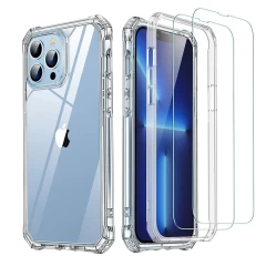 Husa pentru iPhone 13 Pro + 2x Folie - ESR Air Armor 360 - Clear transparenta