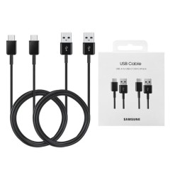 Samsung - (2 Pack) Original Data Cable (EP-DG930MBEGWW) - USB-A to Type-C 2A, 480Mbps, 1.5m - Black (Blister Packing)