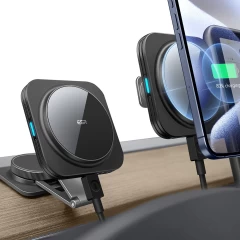ESR - Premium Car Holder with Wireless Charging HaloLock (2B514) - Magnetic MagSafe for Tesla Models 3/Y/X/S Screen - Black Negru