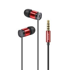 Casti Audio cu Fir si Microfon, Jack 3.5mm, 1.2m - Usams EP-46 Mini (HSEP4602) - Red Negru