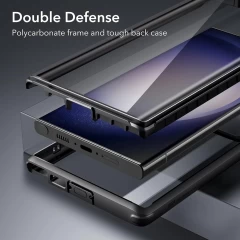 Husa pentru Samsung Galaxy S23 Ultra + Folie - ESR Shock Armor Kickstand - Clear Black negru/transparenta
