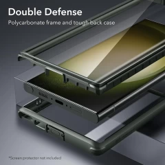Husa pentru Samsung Galaxy S23 Ultra + Folie - ESR Shock Armor Kickstand - Clear Green Verde
