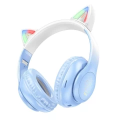 Casti pentru Copii, Ajustabile - Hoco Cat Ear (W42) - Crystal Blue Albastru