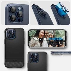 Folie Camera pentru iPhone 14 Pro  / 14 Pro Max / 15 Pro / 15 Pro Max (set 2) - Spigen Glas.tR Optik - Blue Titanium Albastru