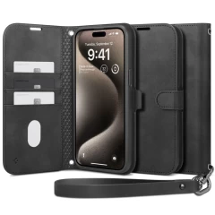 Husa pentru iPhone 15 Pro - Spigen Wallet S Pro - Black Negru