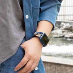 Curea pentru Apple Watch 1/2/3/4/5/6/7/8/9/SE/SE 2 (38/40/41mm) - Techsuit Watchband (W032) - Atlantic Blue bleumarin