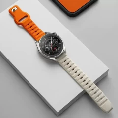 Curea pentru Samsung Galaxy Watch 4/5/Active 2, Huawei Watch GT 3 (42mm)/GT 3 Pro (43mm) - Techsuit Watchband (W050) - Orange Beige bej / portocaliu