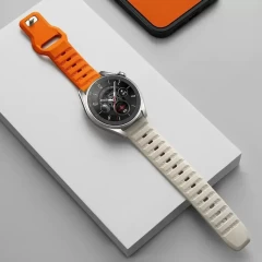 Curea pentru Huawei Watch GT 2 (46mm)/GT 2 Pro/GT 3 Pro (46mm)/Ultimate, Xiaomi Watch S1 - Techsuit Watchband (W050) - Orange Beige bej / portocaliu