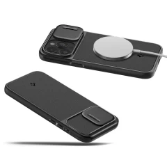 Husa iPhone 15 Pro - Spigen Optik Mag Armor - Black Negru