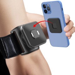 Techsuit - Sports Armband with Phone Magnetic Suction Cup (TSA2) - Velcro Mounting Strap, 3M Glue Sticker, max 6.8