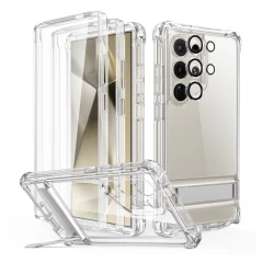 Husa pentru Samsung Galaxy S24 Ultra + Folie - ESR Armor Tough Kickstand HaloLock - Clear transparenta