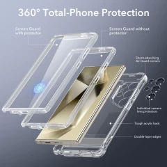 Husa pentru Samsung Galaxy S24 Ultra + Folie - ESR Armor Tough Kickstand HaloLock - Clear transparenta