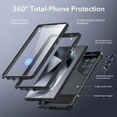 Husa pentru Samsung Galaxy S24 Ultra + Folie - ESR Armor Tough Kickstand HaloLock - Frosted Black negru/transparenta