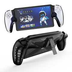 Husa pentru PlayStation Portal Remote Player - Techsuit Rugged Silicone Kickstand Case - Wave Design Negru 
