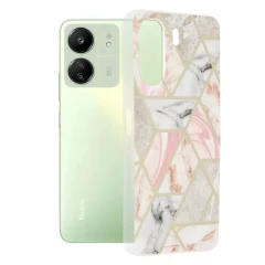 Husa pentru Xiaomi Redmi 13C 4G / Poco C65 - Techsuit Marble Series - Chloe White Roz 