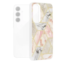 Husa pentru Samsung Galaxy A55 5G - Techsuit Marble Series - Chloe White Roz 