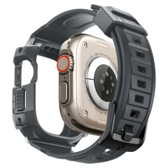 Husa pentru Apple Watch Ultra / Ultra 2 + Curea - Spigen Rugged Armor Pro - Dark Grey Gri