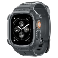 Husa pentru Apple Watch Ultra / Ultra 2 + Curea - Spigen Rugged Armor Pro - Dark Grey Gri