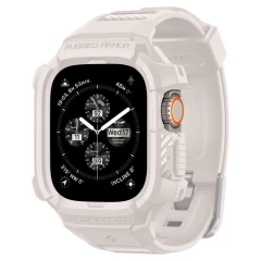 Husa pentru Apple Watch Ultra / Ultra 2 + Curea - Spigen Rugged Armor Pro - Dune Beige Bej