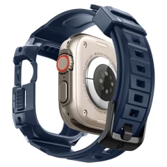 Husa pentru Apple Watch Ultra / Ultra 2 + Curea - Spigen Rugged Armor Pro - Navy Blue bleumarin