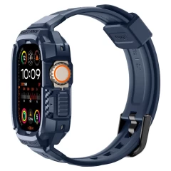 Husa pentru Apple Watch Ultra / Ultra 2 + Curea - Spigen Rugged Armor Pro - Navy Blue bleumarin