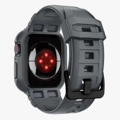 Husa pentru Apple Watch 4 / 5 / 6 / SE / SE 2 / 7 / 8 / 9 (44mm/45mm) + Curea - Spigen Rugged Armor Pro - Dark Grey Gri