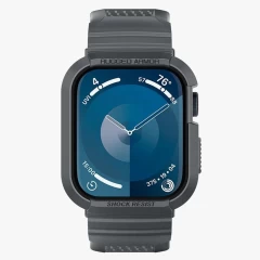 Husa pentru Apple Watch 4 / 5 / 6 / SE / SE 2 / 7 / 8 / 9 (44mm/45mm) + Curea - Spigen Rugged Armor Pro - Dark Grey Gri