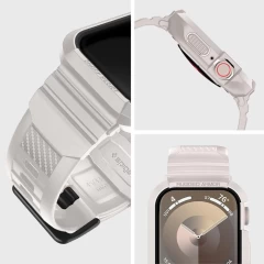 Husa pentru Apple Watch 4 / 5 / 6 / SE / SE 2 / 7 / 8 / 9 (44mm/45mm) + Curea - Spigen Rugged Armor Pro - Dune Beige Bej