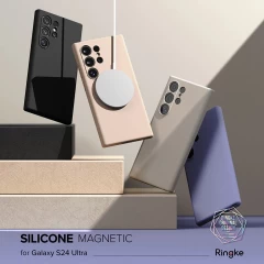 Husa pentru Samsung Galaxy S24 Ultra - Ringke Silicone Magnetic - Stone crem