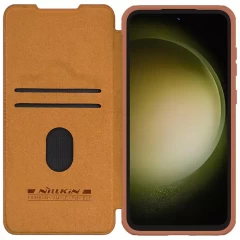 Husa pentru Samsung Galaxy S23 FE - Nillkin Qin Pro Leather Case - Brown Maro