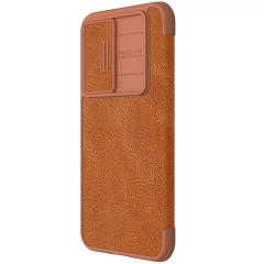 Husa pentru Samsung Galaxy S23 FE - Nillkin Qin Pro Leather Case - Brown Maro