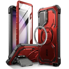 Husa pentru Samsung Galaxy S24 Ultra + Folie - I-Blason Armorbox MagSafe - Ruddy Rosu