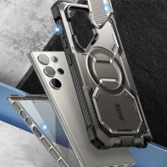 Husa pentru Samsung Galaxy S24 Ultra + Folie - I-Blason Armorbox MagSafe - Titan Gray Gri