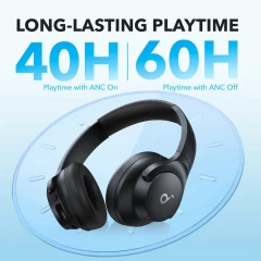 Casti Bluetooth on-ear Hybrid Active Noise Cancelling - Anker (A3004G11) - Black 