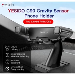 Suport Telefon Auto Gravity Grip pentru Bord Yesido C90 - Negru Negru