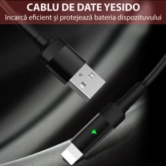 Cablu USB to Micro USB, 2.4A, 1.2m Yesido CA-28 - Negru Negru