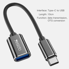 Adaptor Type-C la USB 3.0, Plug & Play, 5Gbps Yesido OTG Cable, GS01 - Negru Negru
