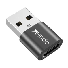 Adaptor USB la Type-C, Plug & Play, 5Gbps Yesido OTG, GS09 - Negru Negru