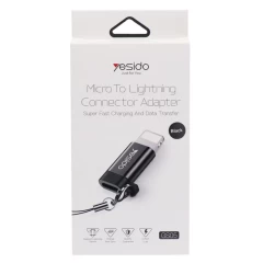 Adaptor Lightning la Micro USB, Plug & Play, 480Mbps Yesido OTG, GS05 - Negru Negru
