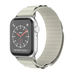 Curea Alpine Loop compatibila cu Apple Watch SE/9/8/7/6/5/4/3/2/1 - 38/40/41MM CASEY STUDIOS, Ajustabila, Respirabila, Material Textil crem 