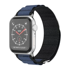 Curea Alpine Loop compatibila cu Apple Watch SE/9/8/7/6/5/4/3/2/1 - 38/40/41MM CASEY STUDIOS, Ajustabila, Respirabila, Material Textil Albastru Inchis 