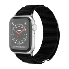 Curea Alpine Loop compatibila cu Apple Watch Ultra 2/Ultra/SE/9/8/7/6/5/4/3/2/1 - 42/44/45/49MM CASEY STUDIOS, Ajustabila, Respirabila, Material Textil Negru 