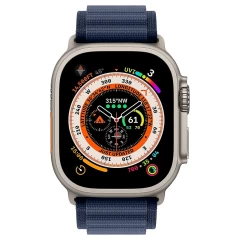 Curea Textil Alpine Loop compatibila cu Apple Watch Ultra 2/Ultra/SE/9/8/7/6/5/4/3/2/1 - 42/44/45/49MM CASEY STUDIOS, Ajustabila, Respirabila Albastru Inchis