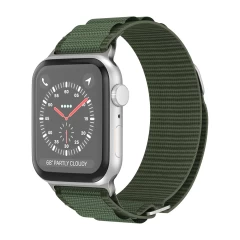Curea Alpine Loop compatibila cu Apple Watch Ultra 2/Ultra/SE/9/8/7/6/5/4/3/2/1 - 42/44/45/49MM CASEY STUDIOS, Ajustabila, Respirabila, Material Textil Verde Inchis 